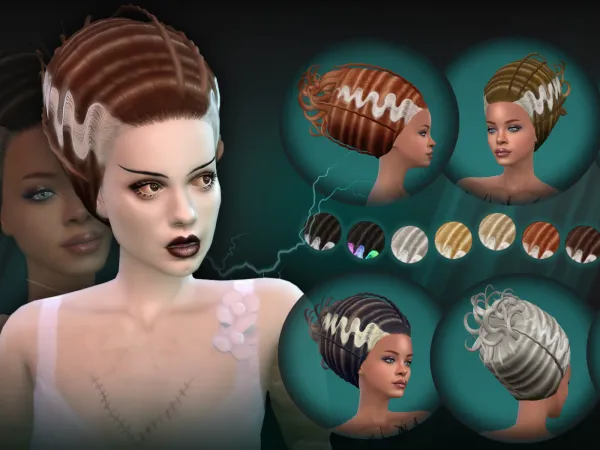 Maxis Match Frankenstein's Bride Hairstyle - The Sims 4 Custom Content