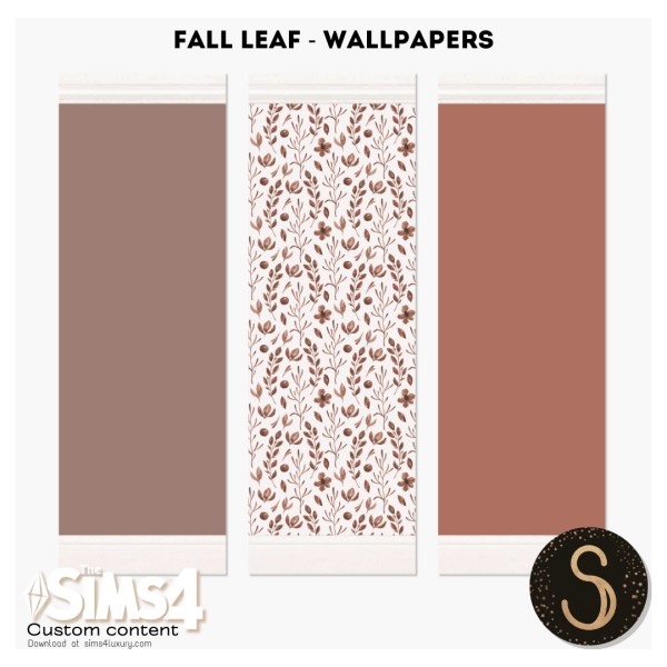 Mix Sims4Luxury Fall leaf Wallpapers by simsfinds - The Sims 4 Custom Content