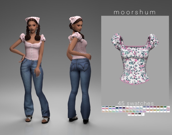 Maxis Match milkmaid button up blouse by simsfinds - The Sims 4 Custom Content