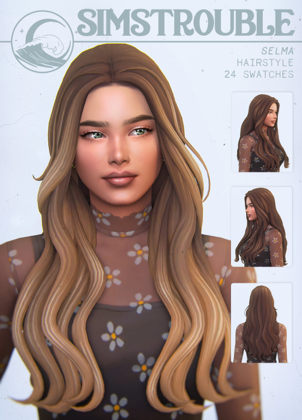 Maxis Match Selma Hairstyle (3 Versions) by simsfinds - The Sims 4 Custom Content