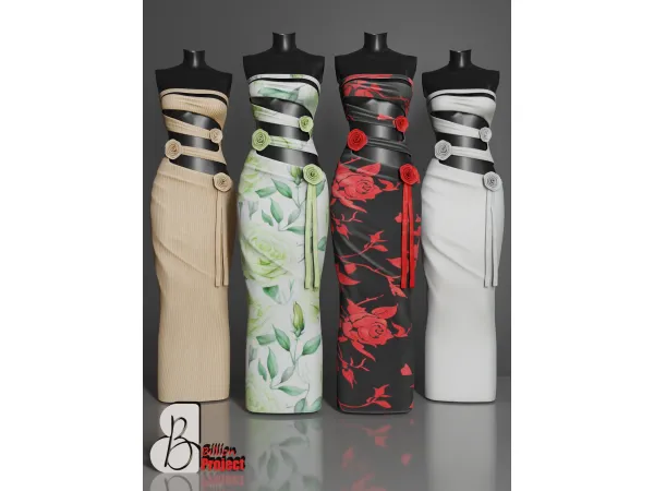 Sims 4 Alpha Dia dos Namorados CC: BillionProject-Srevie Long Dress