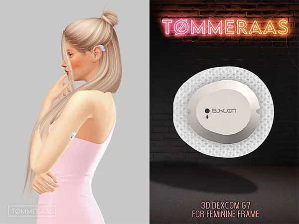 Sims 4 Tu00d8MMERAAS | 3D Dexcom G7/Continuous Glucose Monitor for Feminine Frame
