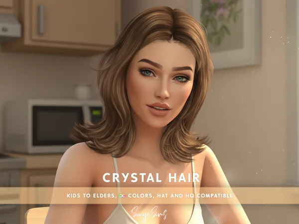 Alpha Crystal Hair No Bangs - The Sims 4 Custom Content