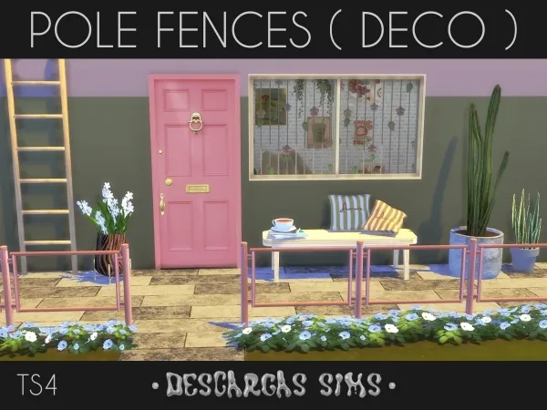 Alpha Pole Fences Deco - The Sims 4 Custom Content