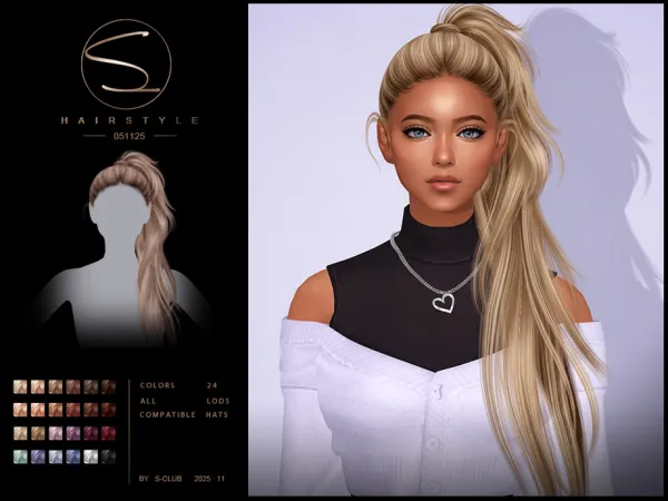 Alpha S Club_051125_ Side ponytail hairstyle Club by S - The Sims 4 Custom Content