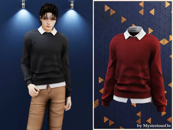 Alpha Classic layered sweater by MysteriousOo - The Sims 4 Custom Content