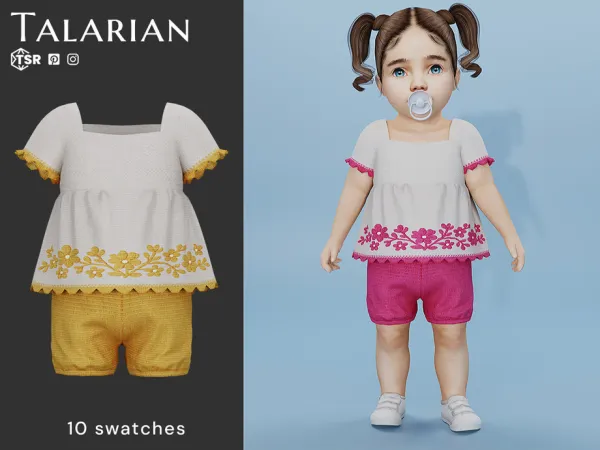 Mix Hazel Embroidered Outfit by talarian - The Sims 4 Custom Content