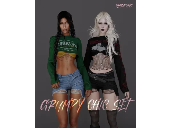 Alpha Grumpy Chic set by plazasims - The Sims 4 Custom Content