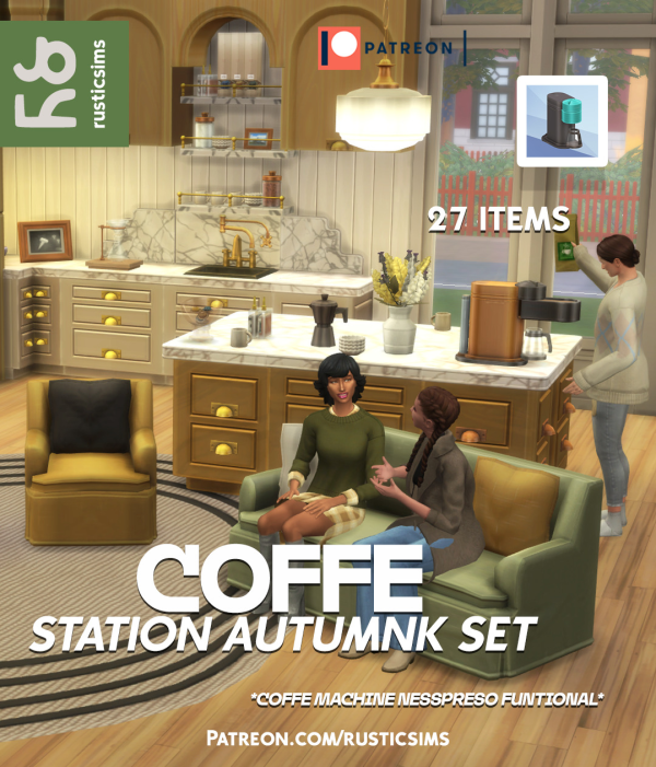 Maxis Match COFFE STATION AUTUMNK SET by simsfinds - The Sims 4 Custom Content