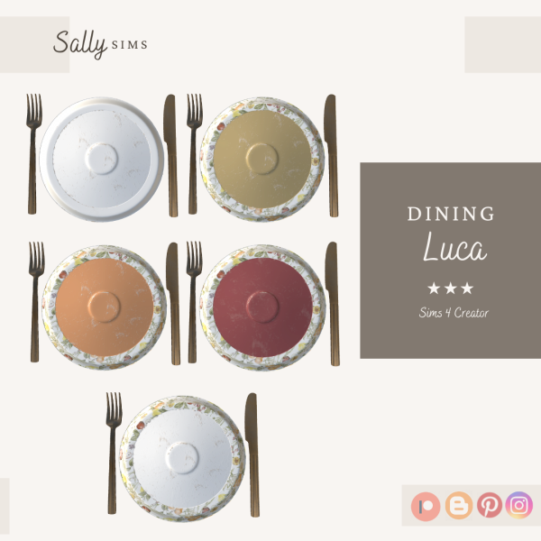 Alpha Dining Luca Plates by sally4sims - The Sims 4 Custom Content