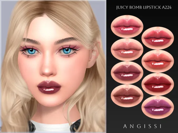 Alpha Juicy Bomb Lipstick A224 by ANGISSI - The Sims 4 Custom Content
