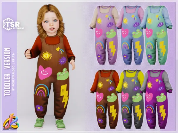 Mix Happy Doodle Daydream Overalls 324 Toddler by RobertaPLobo - The Sims 4 Custom Content