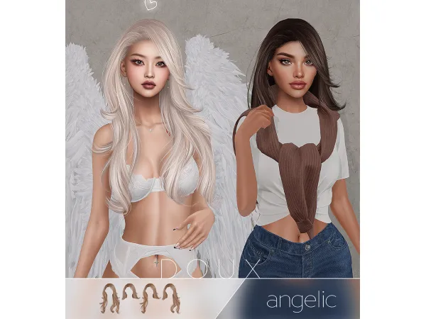 Alpha DOUX Angelic Hairstyle - The Sims 4 Custom Content