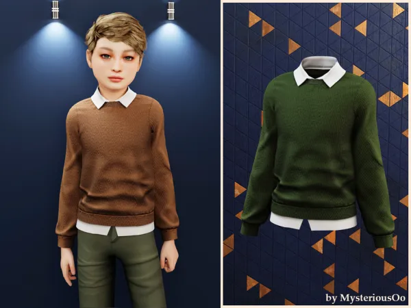 Alpha Child Classic layered sweater by thesimsresource - The Sims 4 Custom Content