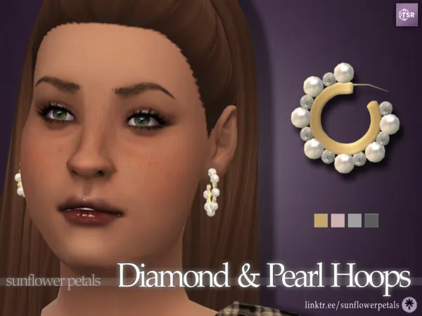 Mix Diamonds Pearls Hoops - The Sims 4 Custom Content