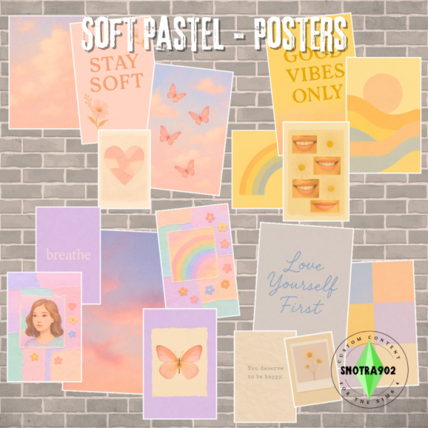 Mix Soft Pastel Posters by simsfinds - The Sims 4 Custom Content