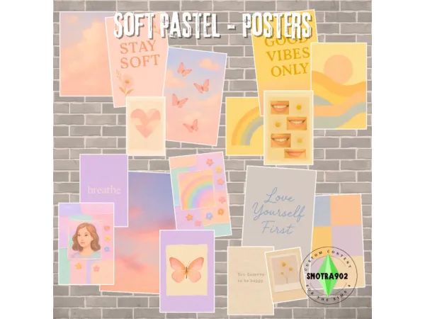 Mix Soft Pastel Posters by Snotra902 - The Sims 4 Custom Content