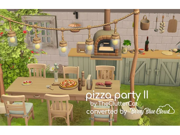 [BerryBlueCloud] Pizza Party Part II - The Sims 2 Custom Content