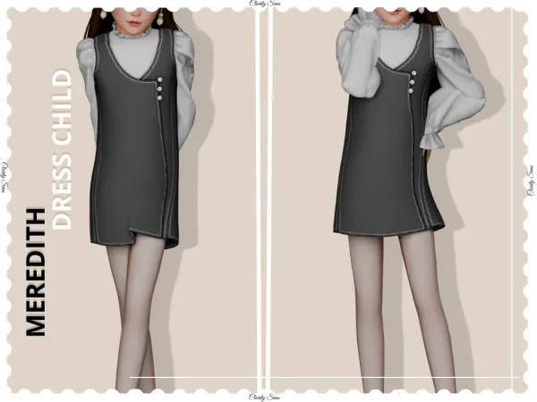 Alpha Meredith Dress Child - The Sims 4 Custom Content