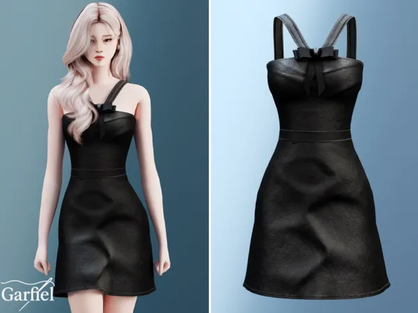 Alpha Adult Elegant black dress with bow detail straps by Garfiel - The Sims 4 Custom Content