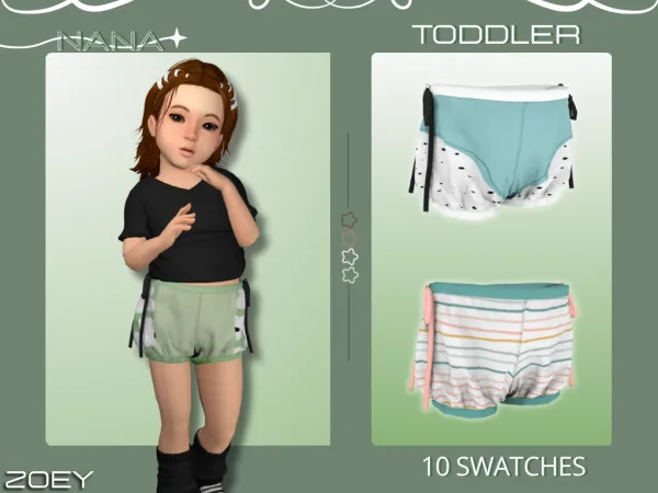 Maxis Match 7NANA (Zoey) Shorts w Ties - The Sims 4 Custom Content