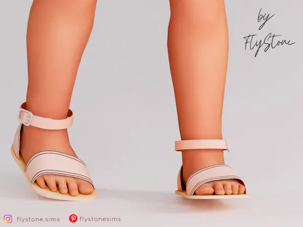 Maxis Match Toddler Sandals With Decorated Stripes by FlyStone - The Sims 4 Custom Content