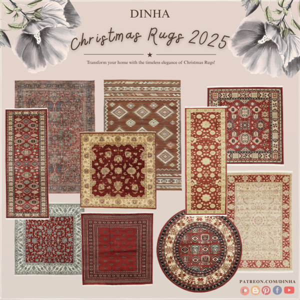 Alpha Christmas Rugs 2025 by dinhagamer - The Sims 4 Custom Content