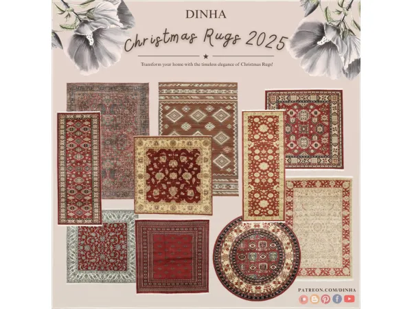 Alpha Christmas Rugs 2025 - The Sims 4 Custom Content