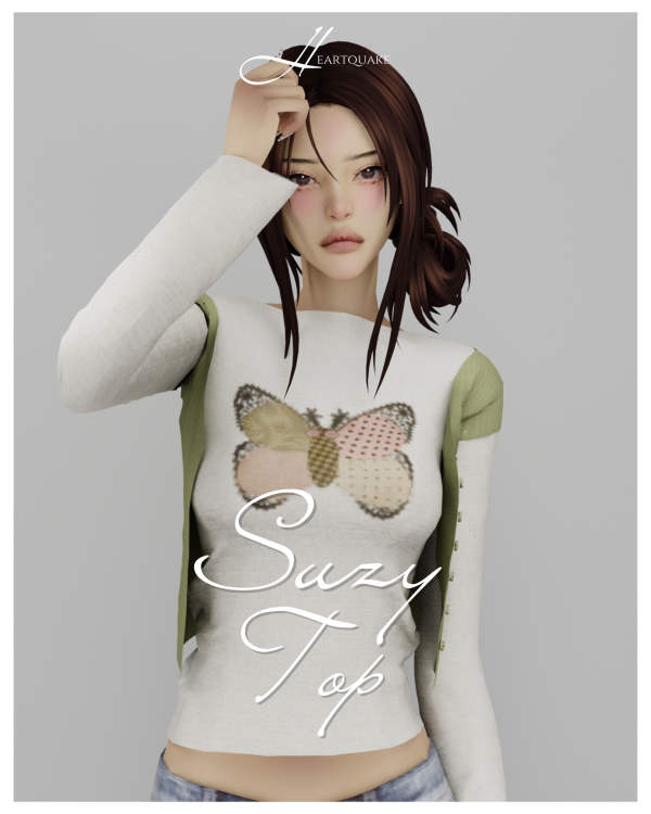 Maxis Match heartquake suzy top by simsfinds - The Sims 4 Custom Content