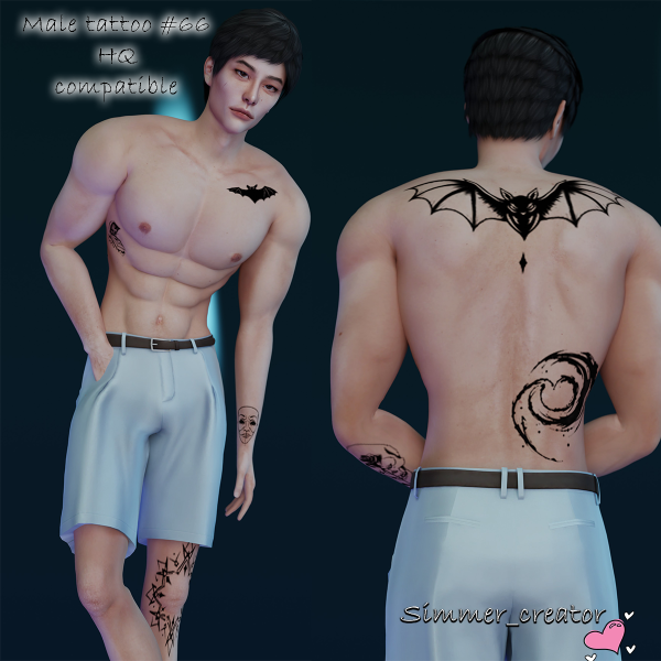 Mix Male tattoo 66 by simmer_creator - The Sims 4 Custom Content