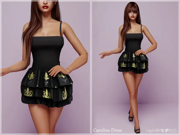 Alpha tsr Female Ruffle Mini Dress (Caroline Dress) - The Sims 4 Custom Content