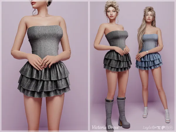 Alpha tsr Female Denim Mini Dress (Victoria Dress) - The Sims 4 Custom Content