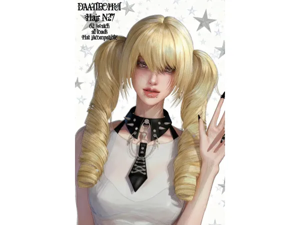 Alpha DAATIECHUI_Hair 27 - The Sims 4 Custom Content