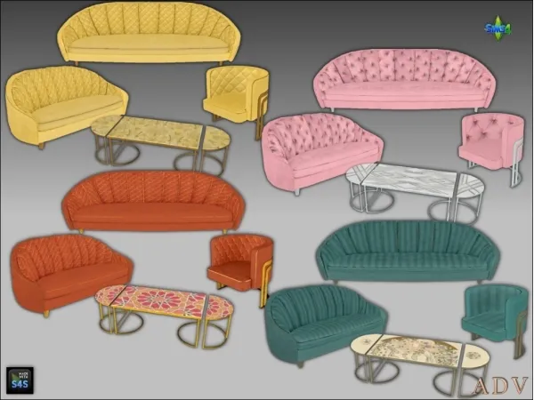 Maxis Match Seating furniture and table - The Sims 4 Custom Content