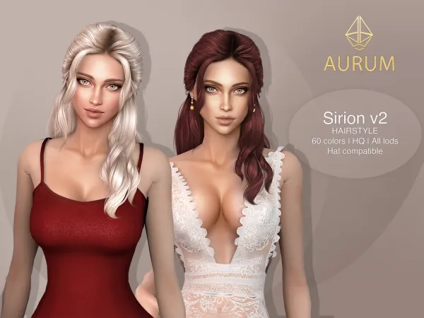 Alpha Sirion Hairstyle v2 Braided Half Up Long Waves - The Sims 4 Custom Content