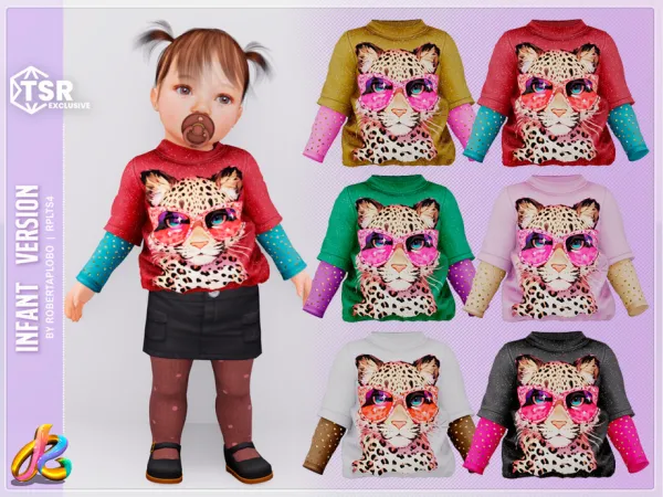 Alpha Leopard Glam Sweaters 326 Infant by RobertaPLobo - The Sims 4 Custom Content