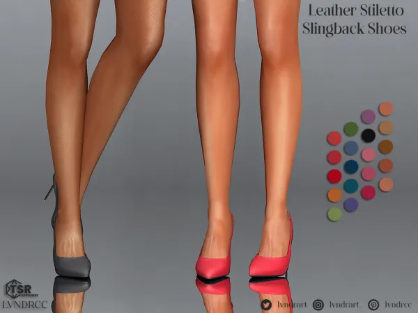 Alpha Leather Stiletto Slingback Shoes - The Sims 4 Custom Content