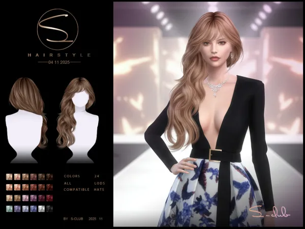 Alpha S CLUB_041125_Side Curly hairstyle Club by S - The Sims 4 Custom Content