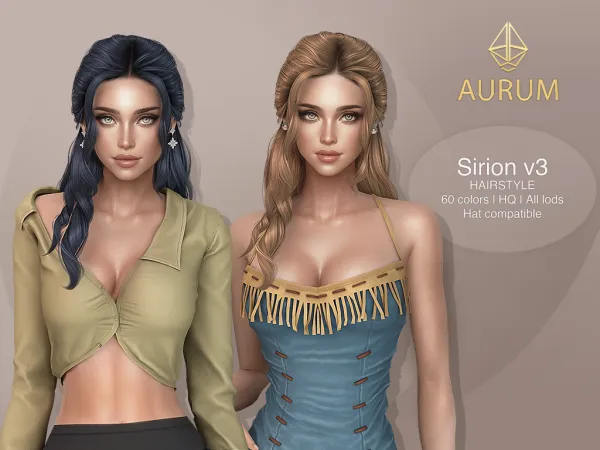Alpha Sirion Hairstyle v3 Braided Half Up Long Waves - The Sims 4 Custom Content