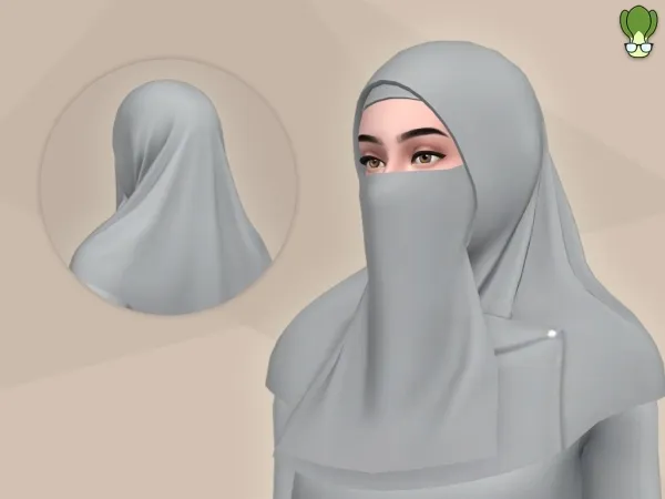 Sims 4 Maxis Match Veils CC: Modest Wear - Half Niqab With Shoulder Pin Square Hijab