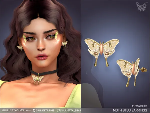 Sims 4 Moth Stud Earrings