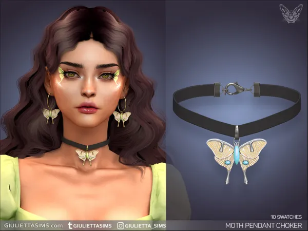 Sims 4 Moth Pendant Choker