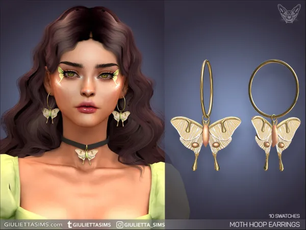 Alpha Moth Hoop Earrings - The Sims 4 Custom Content