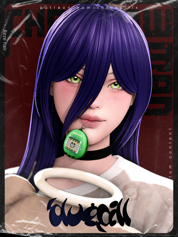 Maxis Match (Bluepill) Chainsaw Man Reze hair by simsfinds - The Sims 4 Custom Content