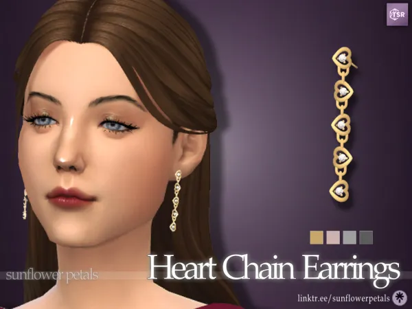 Mix Heart Chain Earrings - The Sims 4 Custom Content
