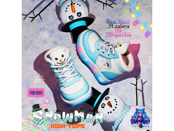 Alpha Snowman High Tops by PastelPaws - The Sims 4 Custom Content