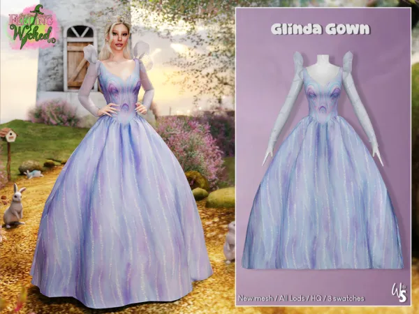 Alpha Feeling Wicked Glinda Blue Gown by WisteriaSims - The Sims 4 Custom Content