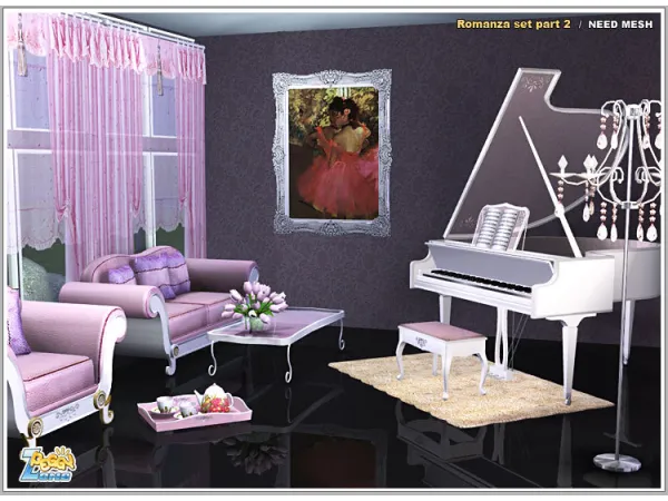 Peggy Romanza Living Room Set by simsfinds - The Sims 2 Custom Content