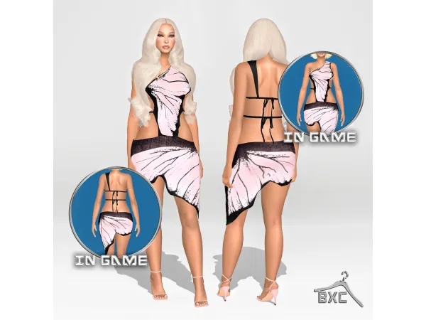 Alpha BUTTERFLY DRESS by Baddiexsimmer - The Sims 4 Custom Content