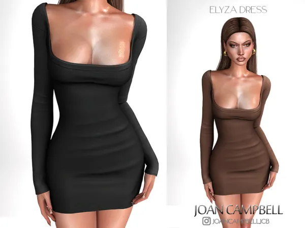 Alpha ELYZA DRESS by Joan_Campbell_Beauty_ - The Sims 4 Custom Content